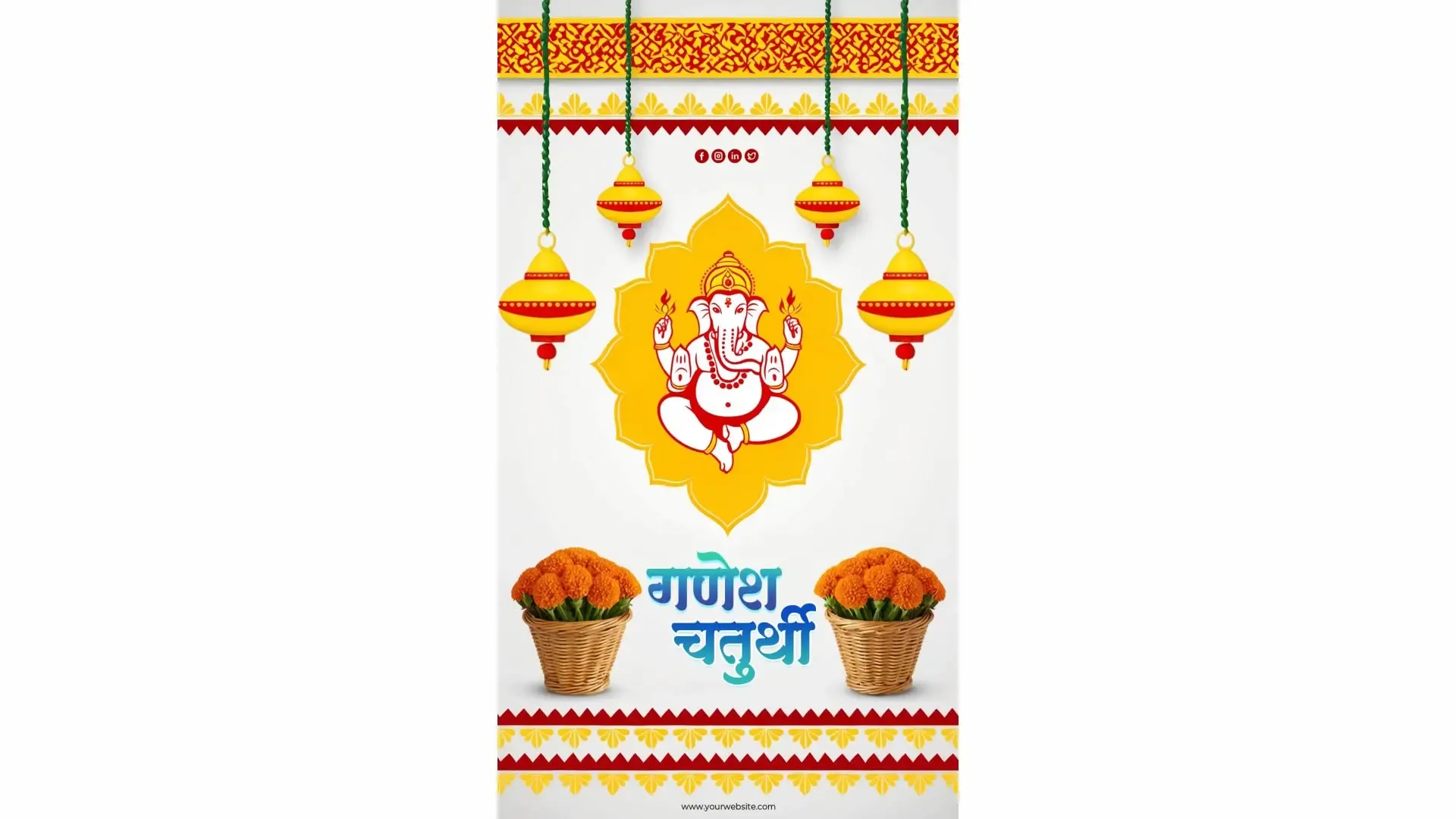 Festive Instagram Story for Ganesh Chaturthi with Flowers